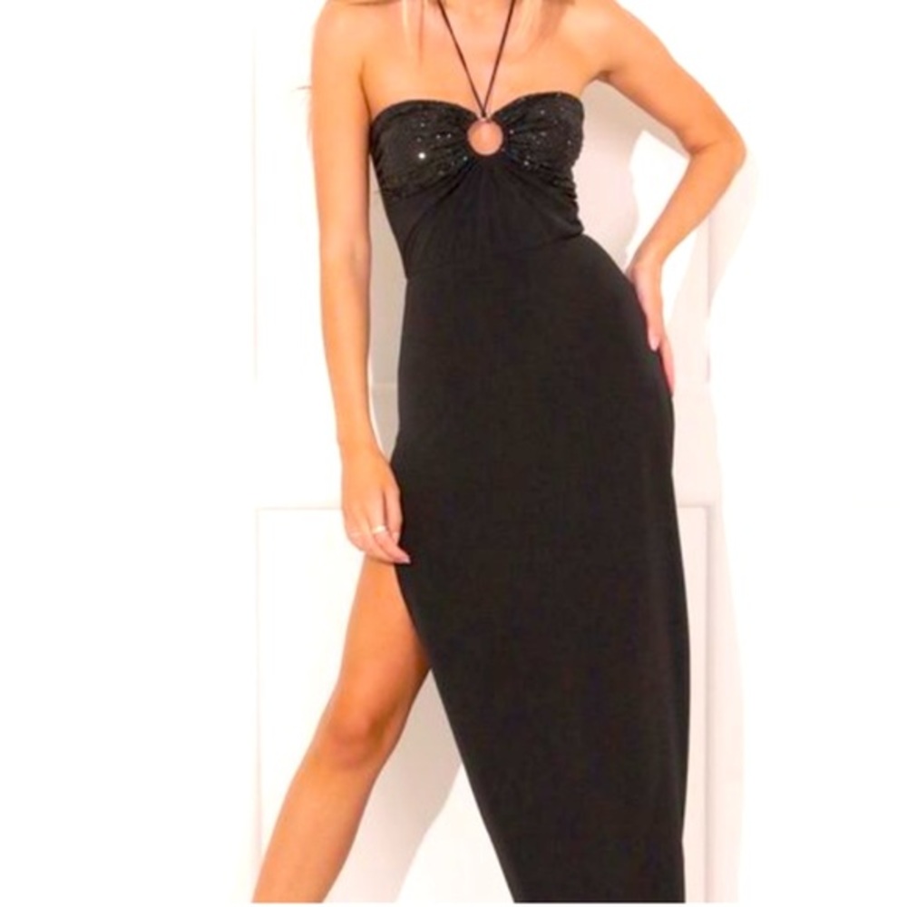 Lucy In the Sky‎ Milly Halter Maxi Dress Black